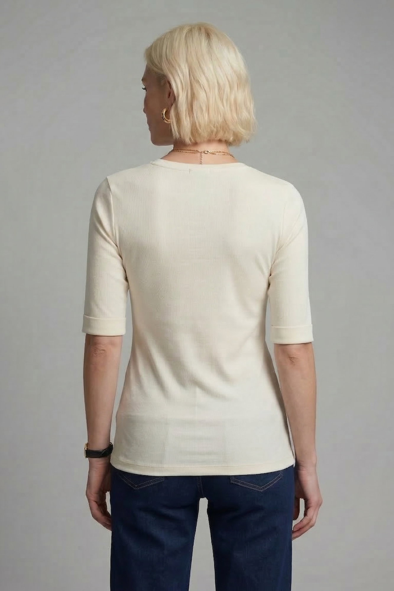 Camiseta Slim Moon 3/4 Gola V Off-white