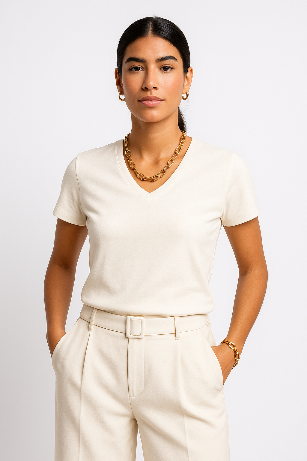 Camiseta Baby Look Moon Basics Gola V Off-white