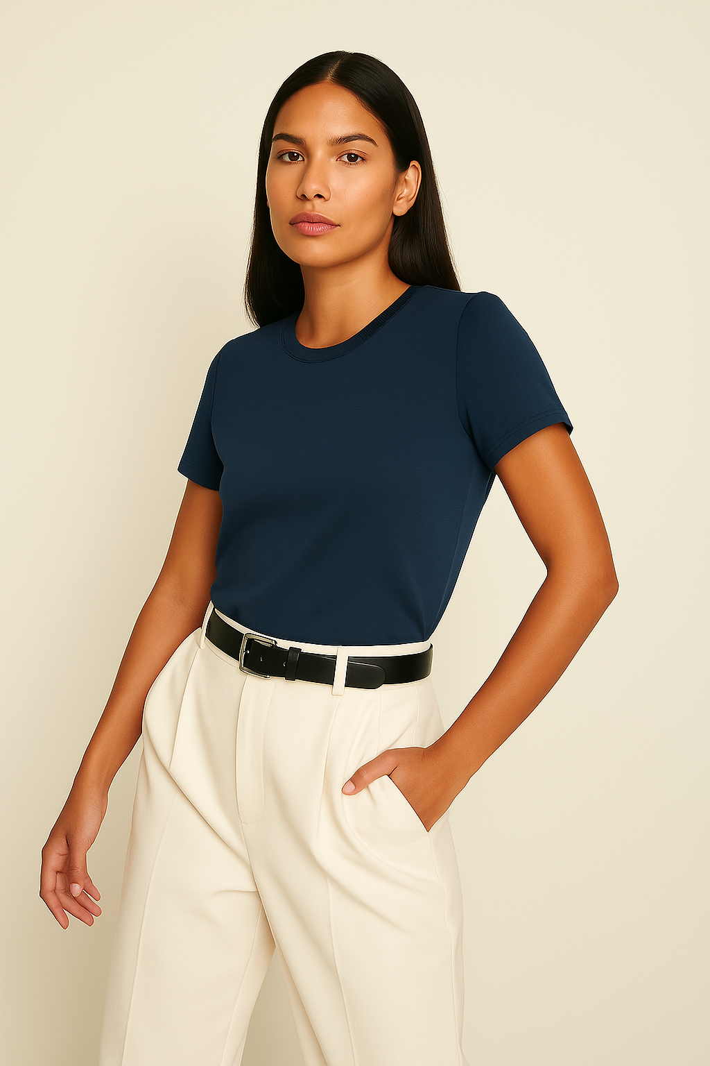 Camiseta Baby Look Moon Basics Gola O Azul