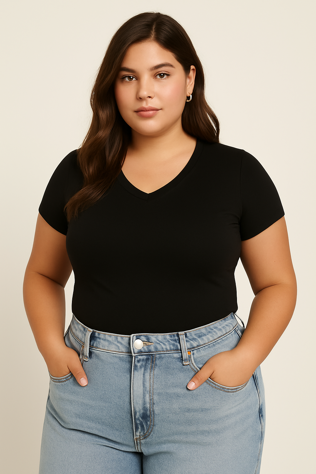 Camiseta Baby Look Moon Basics Gola V Preta