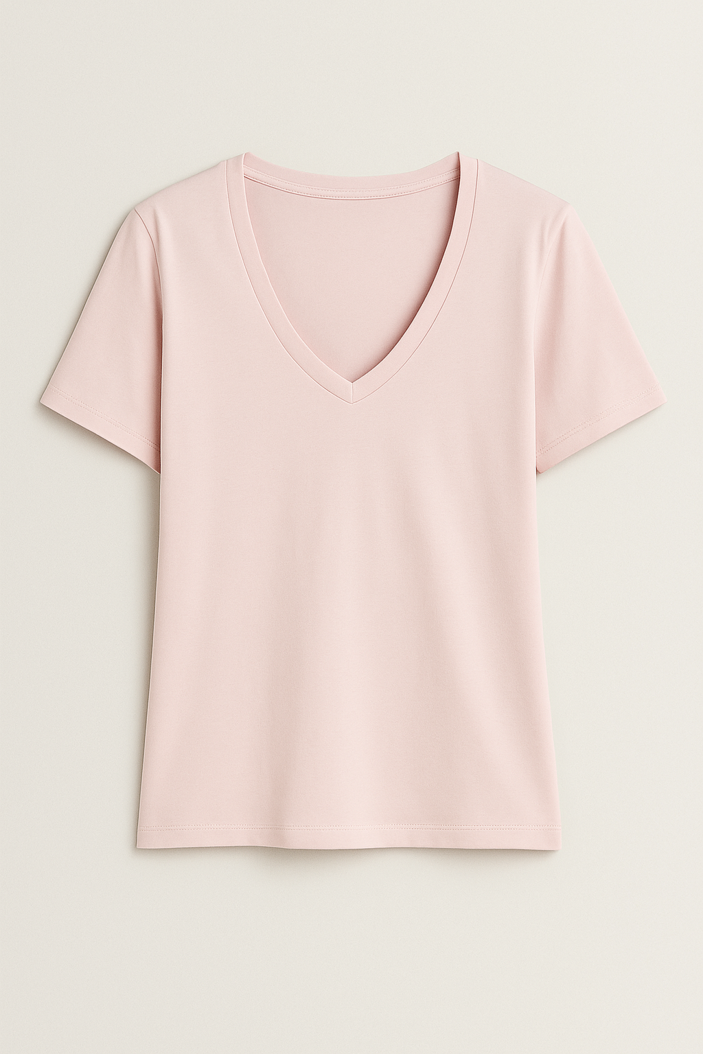 Camiseta Lisa New Moon Gola V Rosa Claro