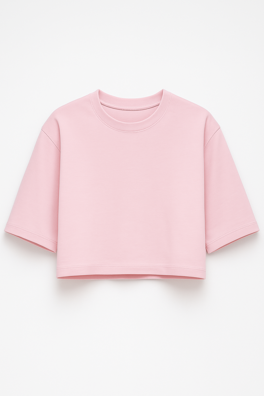Camiseta Cropped Moon Gola O Rosa Claro