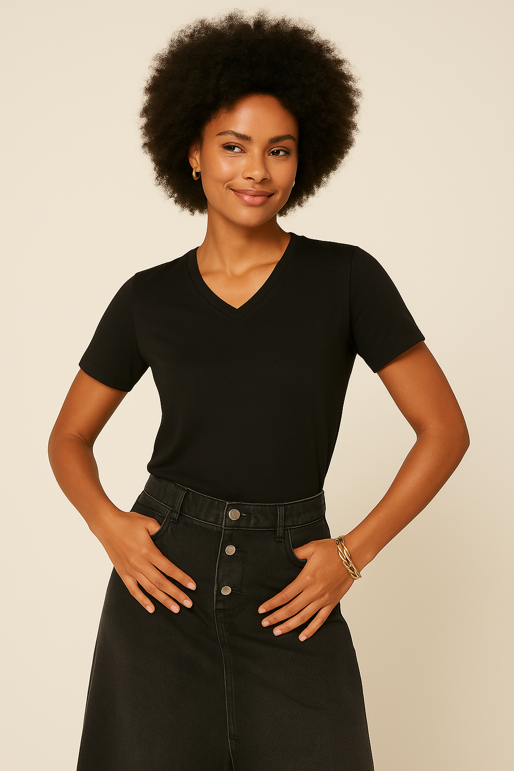 Camiseta Baby Look Moon Basics Gola V Preta