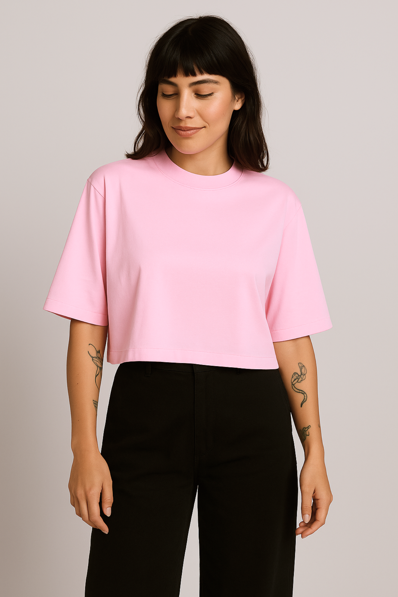 Camiseta Cropped Moon Gola O Rosa
