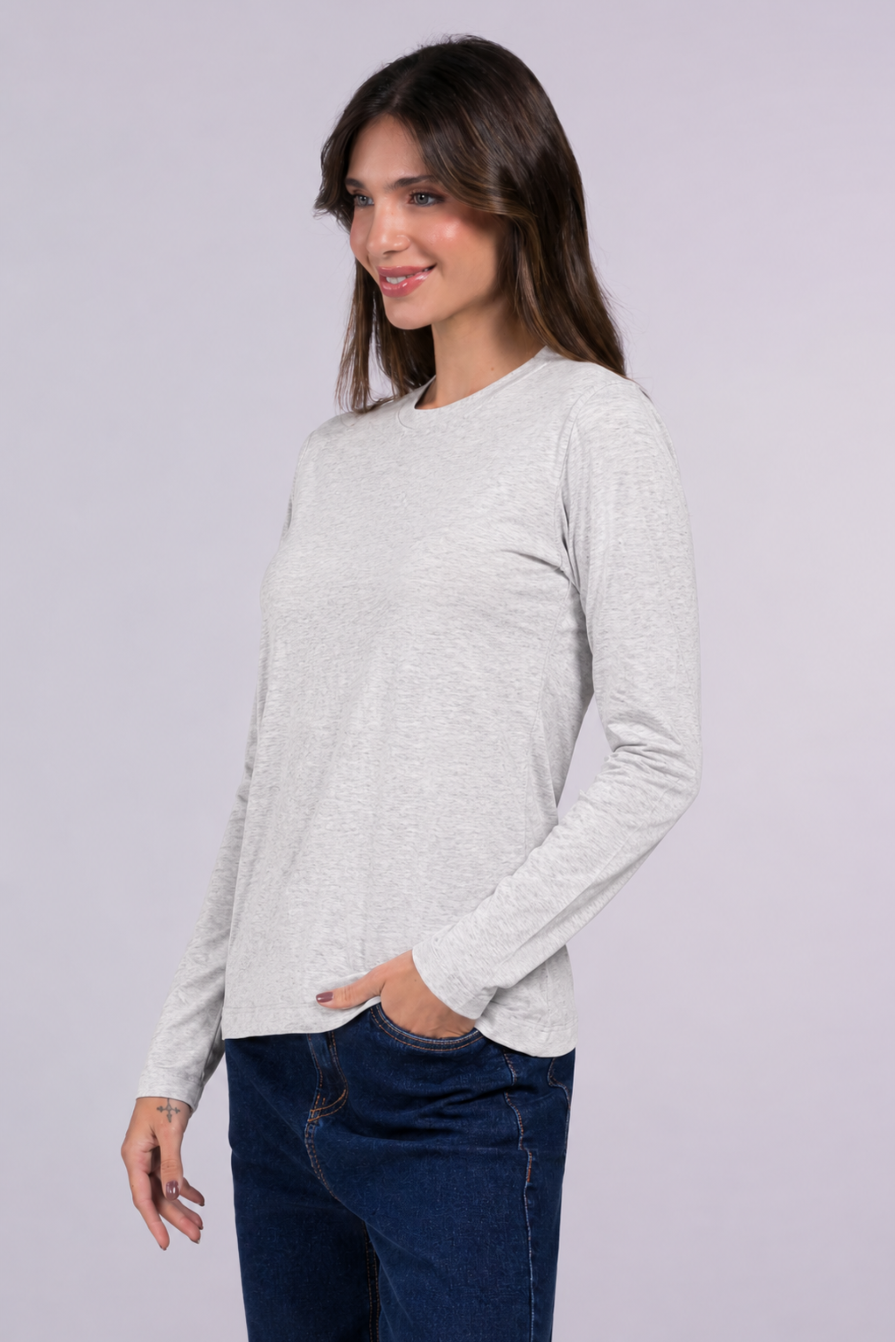 Camiseta Manga Longa Moon Gola O Mescla