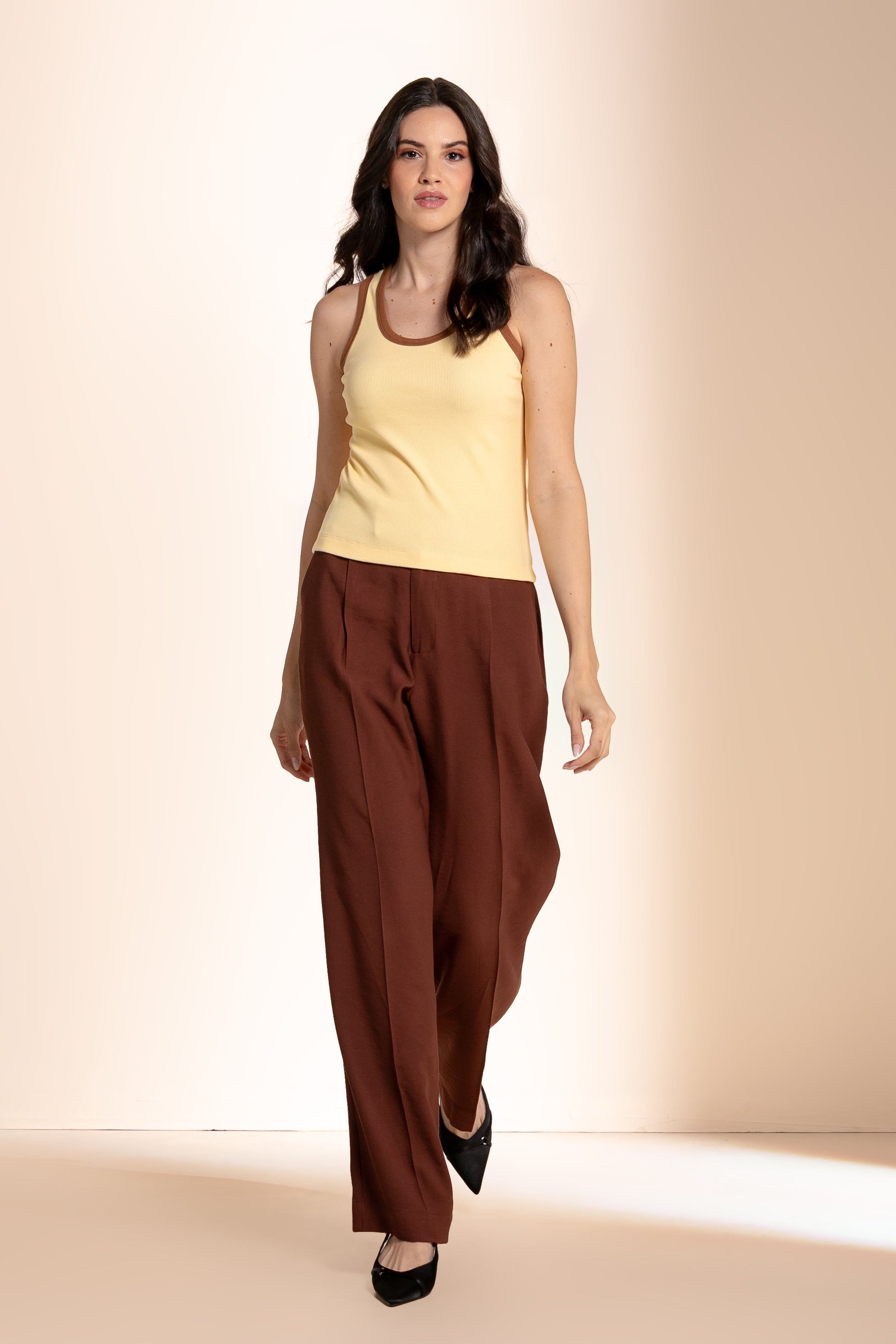 Regata Canelada Bicolor Moon Amarelo Manteiga