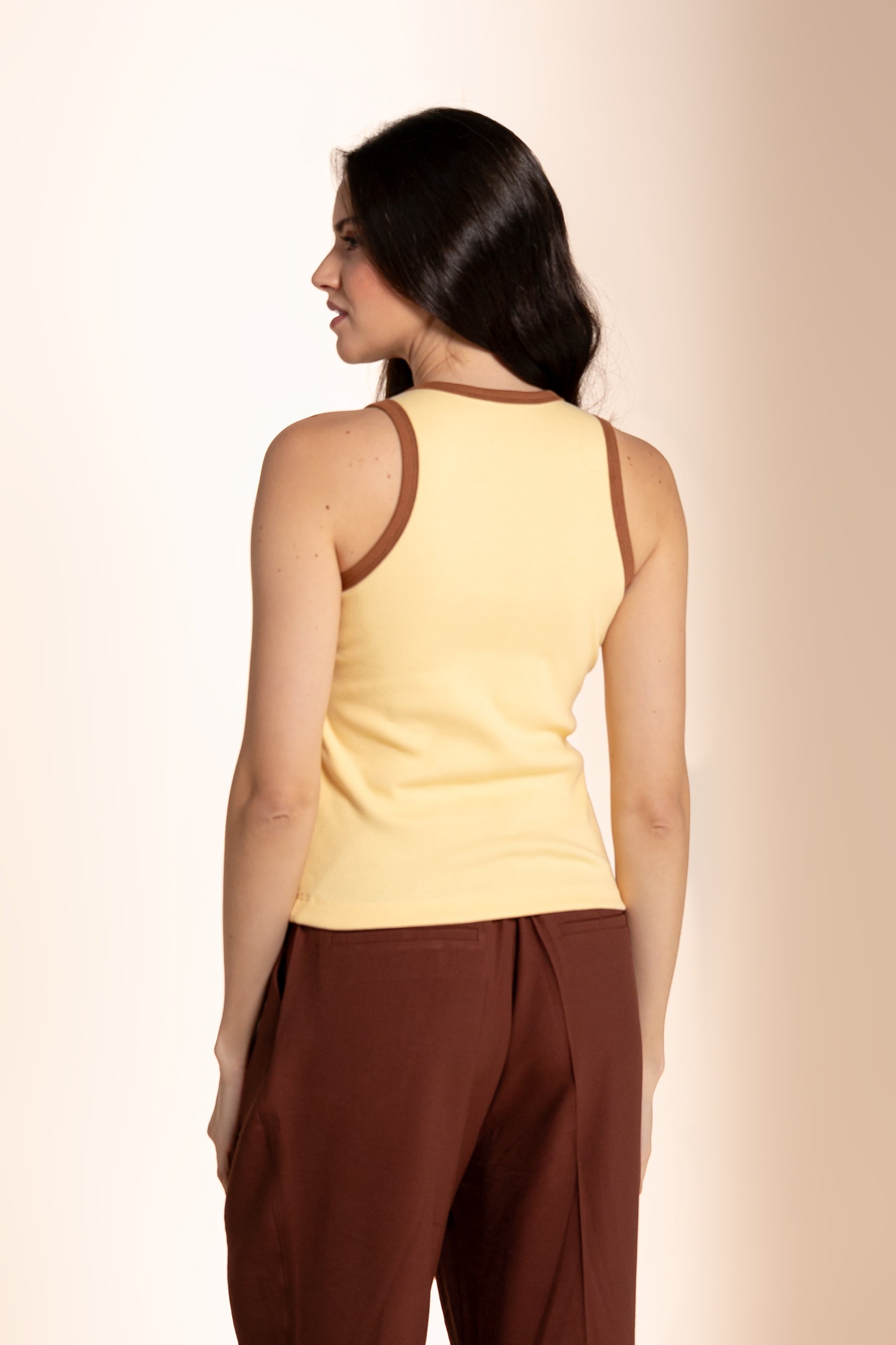 Regata Canelada Bicolor Moon Amarelo Manteiga