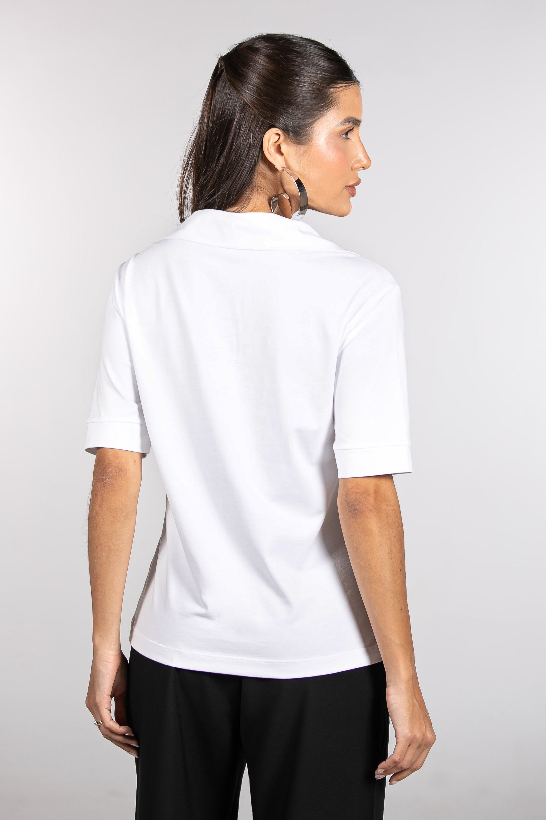 Camiseta Polo Moon Classic Bicolor Branca