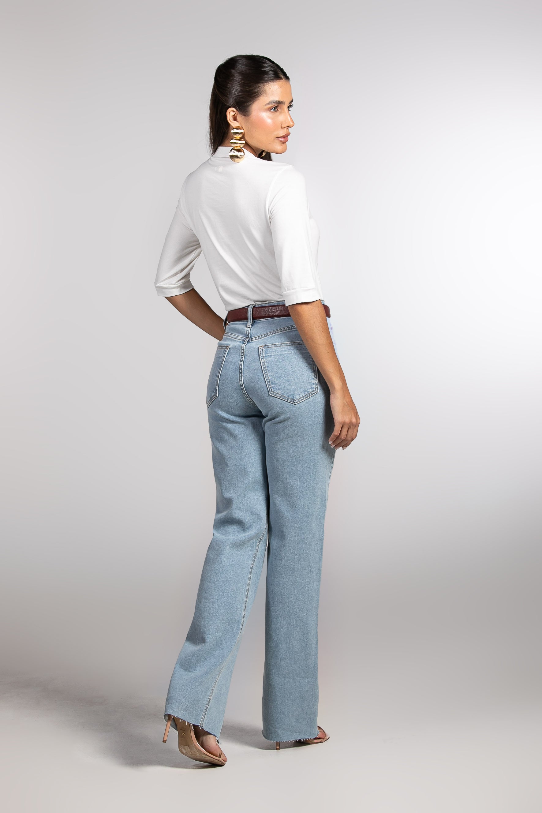 Camiseta Moon 3/4 Gola Média Off-white