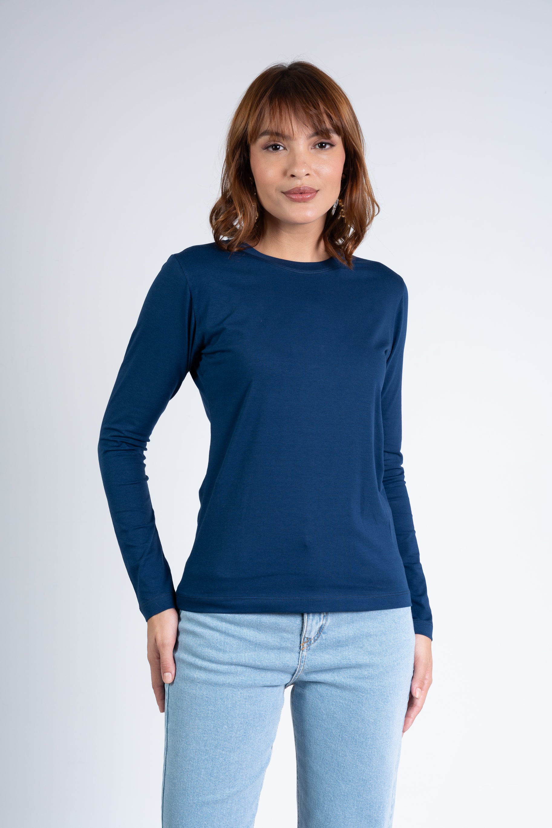 Blusa Manga Longa Moon Gola O Marinho