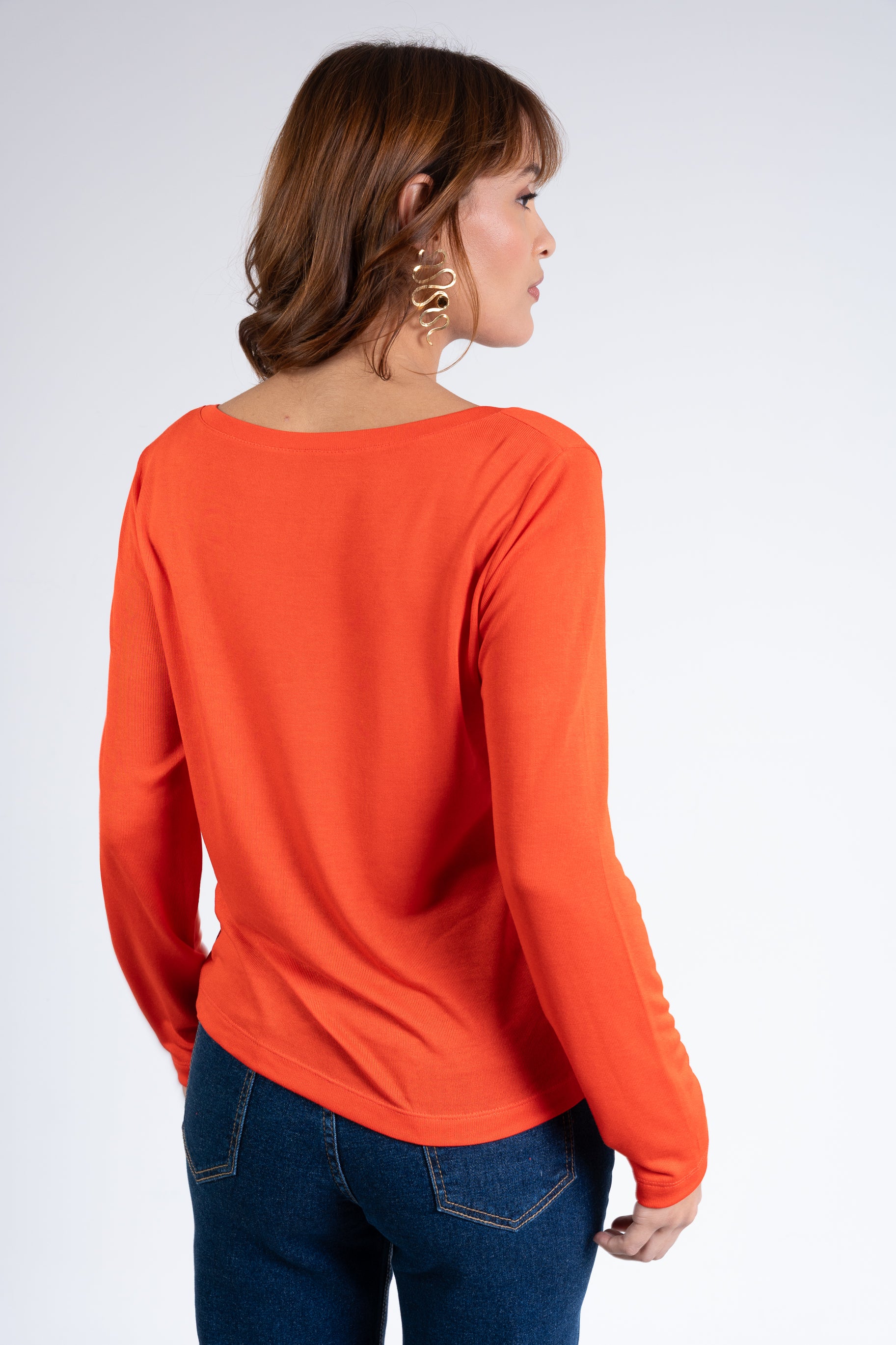 Blusa Manga Longa Modal Moon Gola V Vermelha