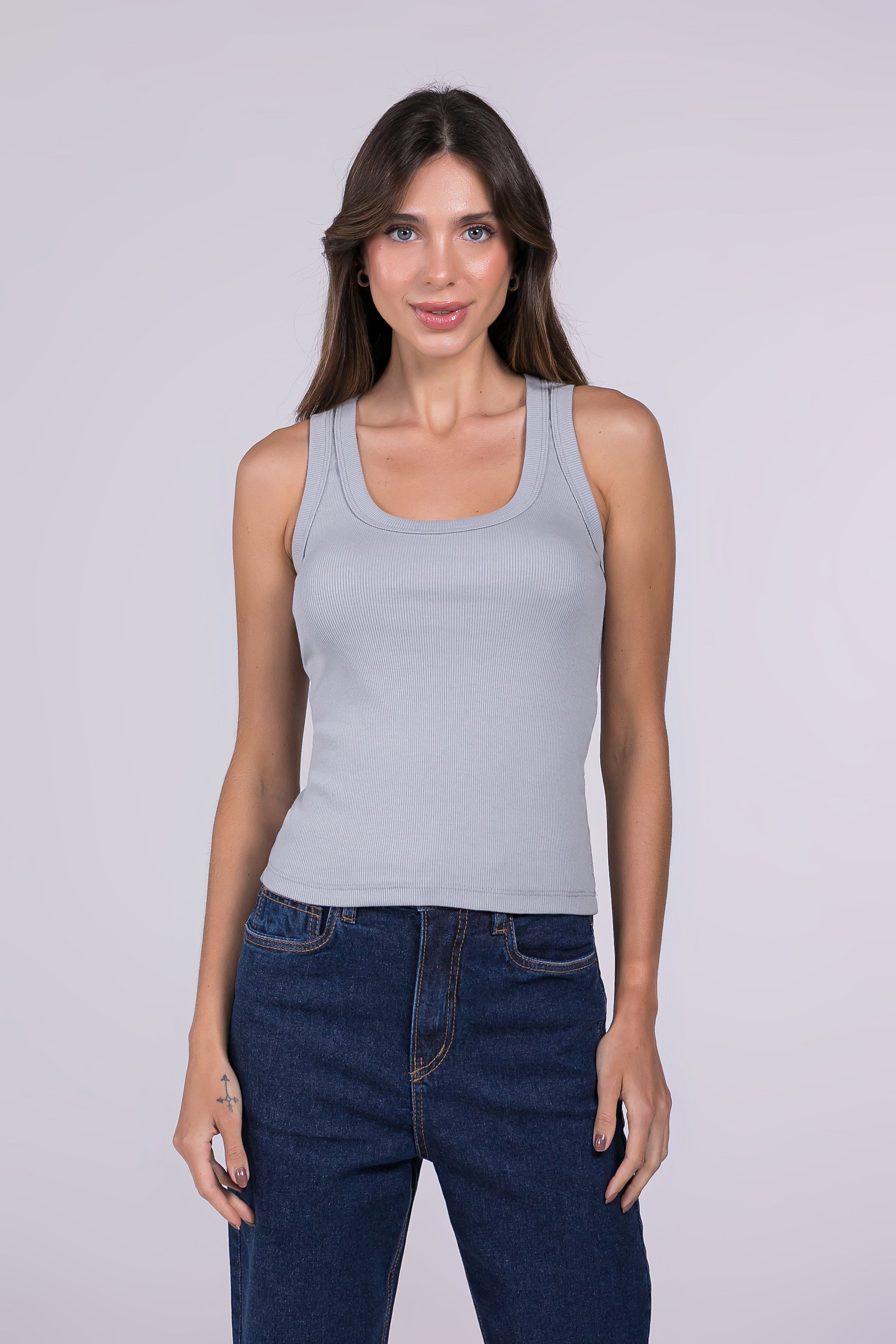 Regata Canelada Moon Basics Gola U Cinza
