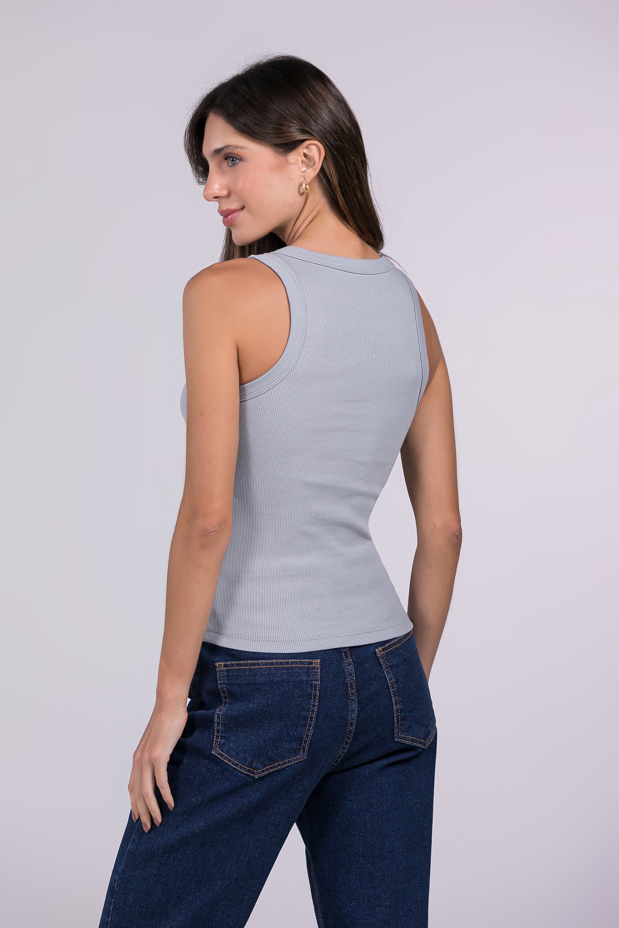 Regata Canelada Moon Basics Gola U Cinza