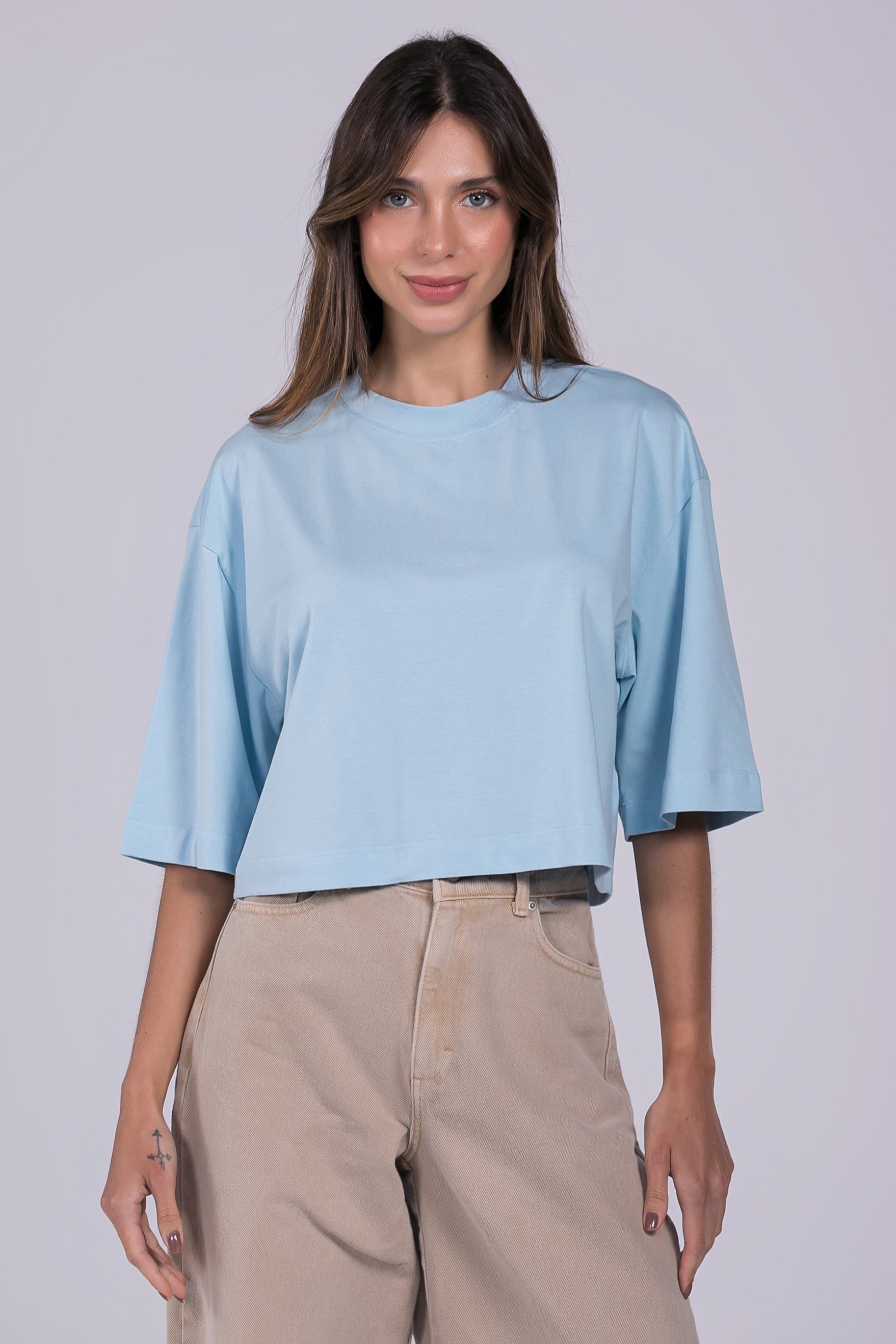 Kit Cropped Moon Azul e Café