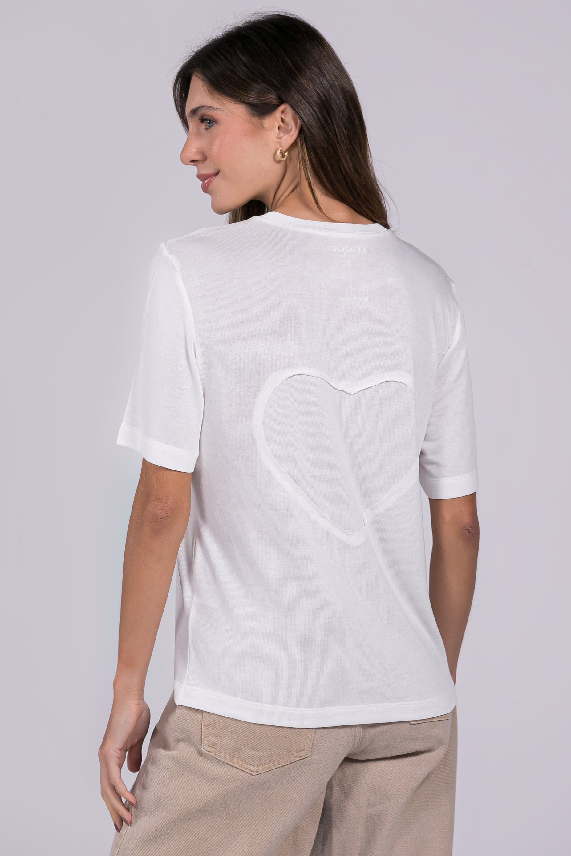 Camiseta Modal Heart Moon Off-white