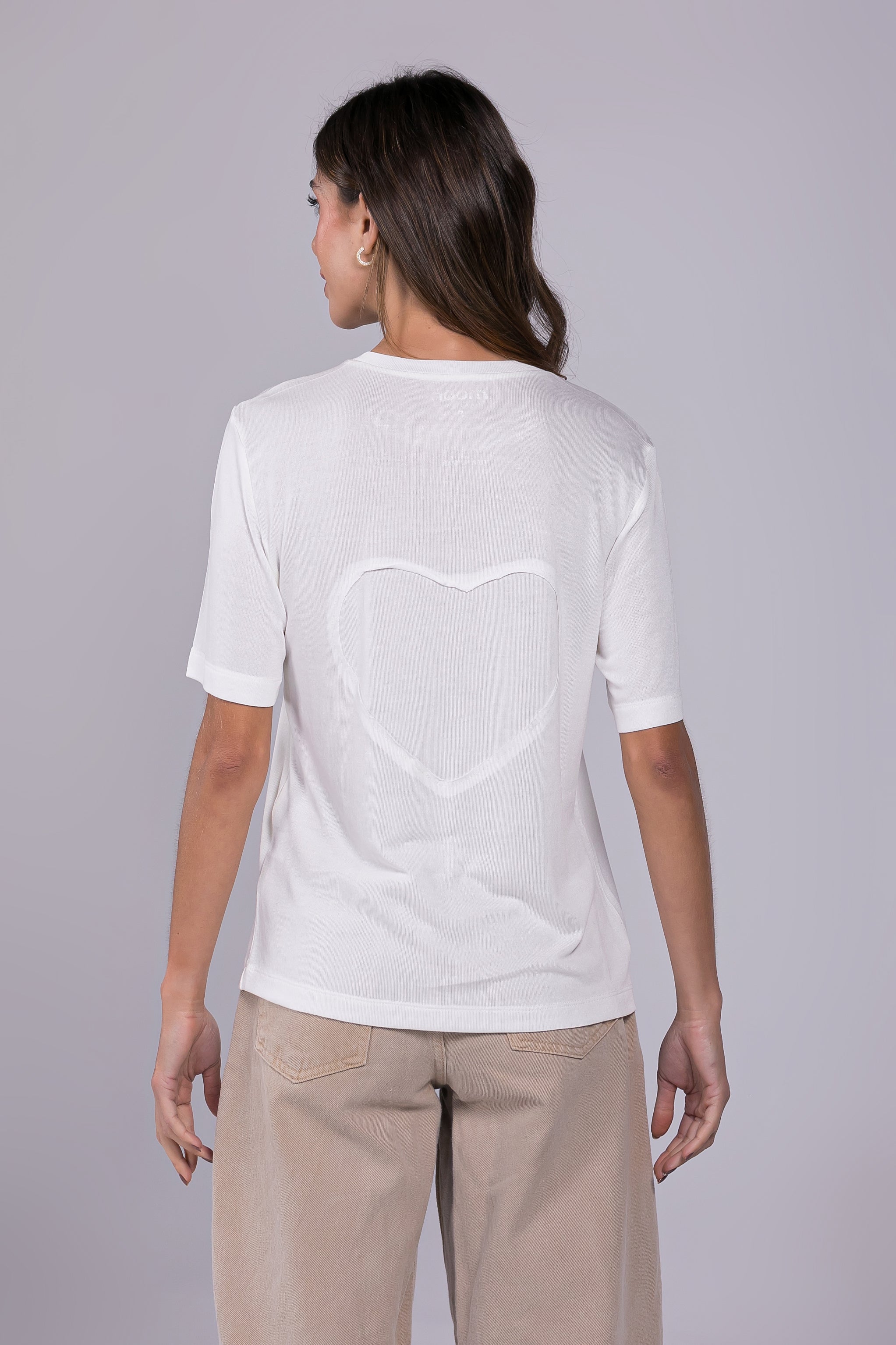 Camiseta Modal Heart Moon Off-white