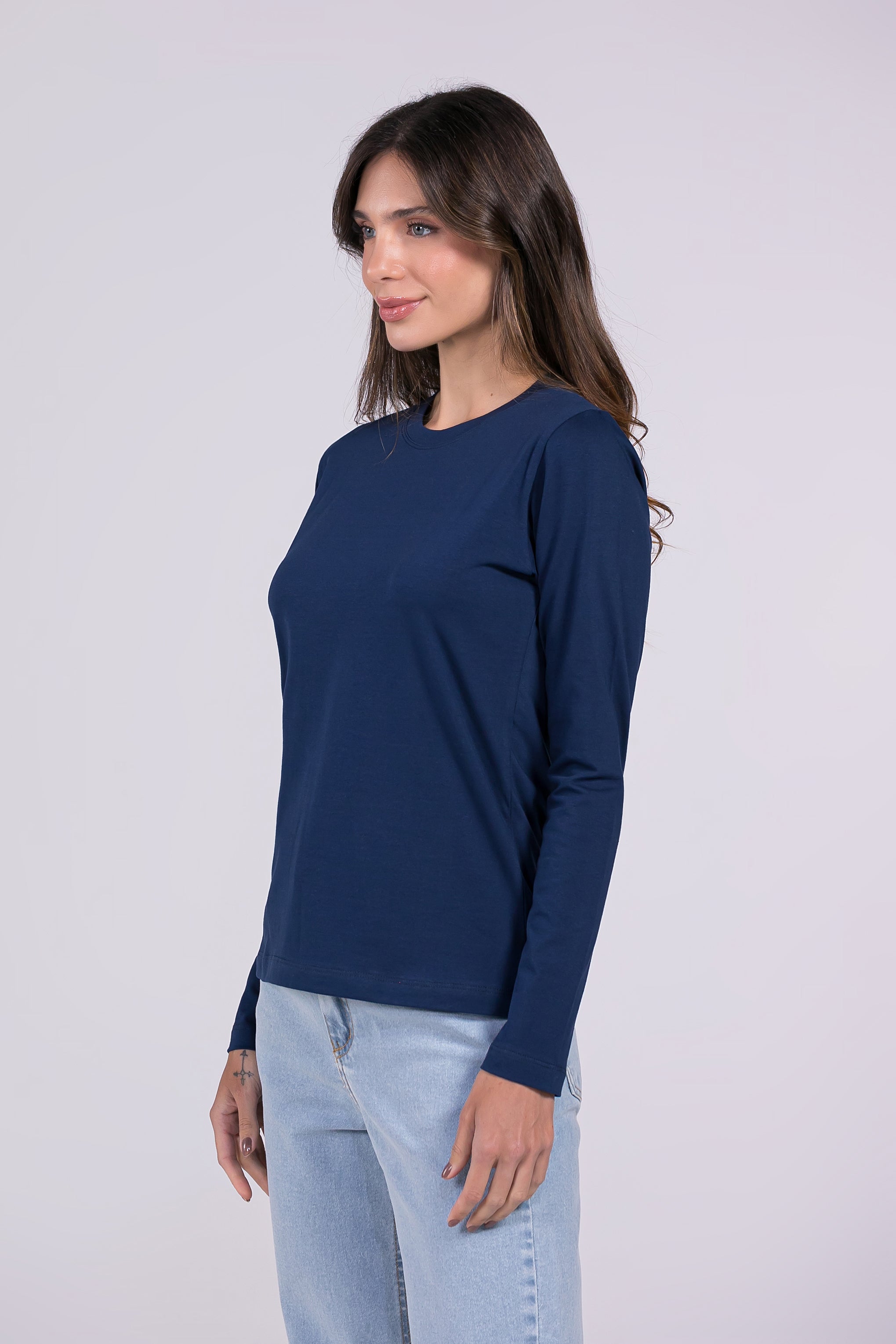 Blusa Manga Longa Moon Gola O Marinho