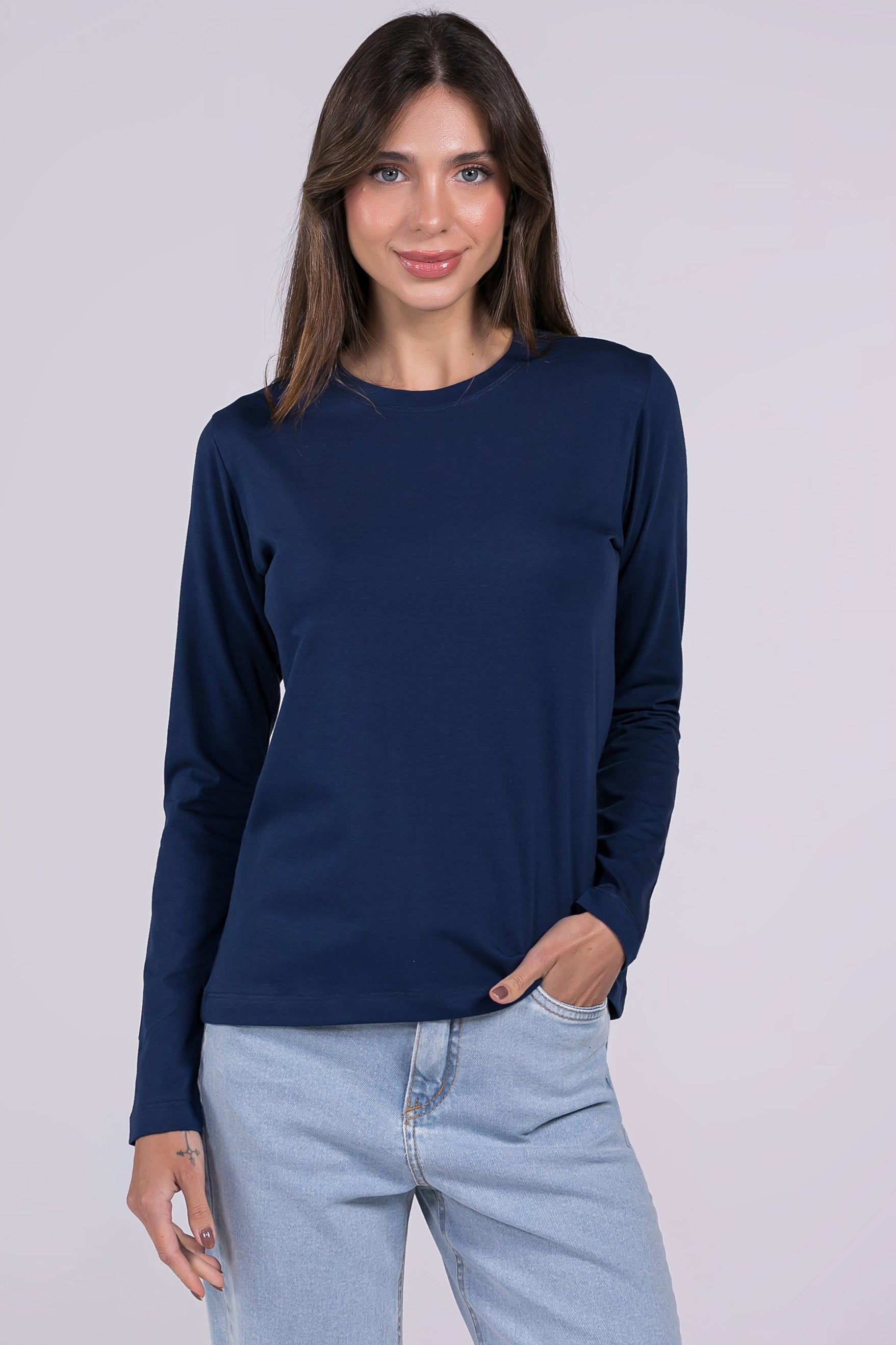 Blusa Manga Longa Moon Gola O Marinho