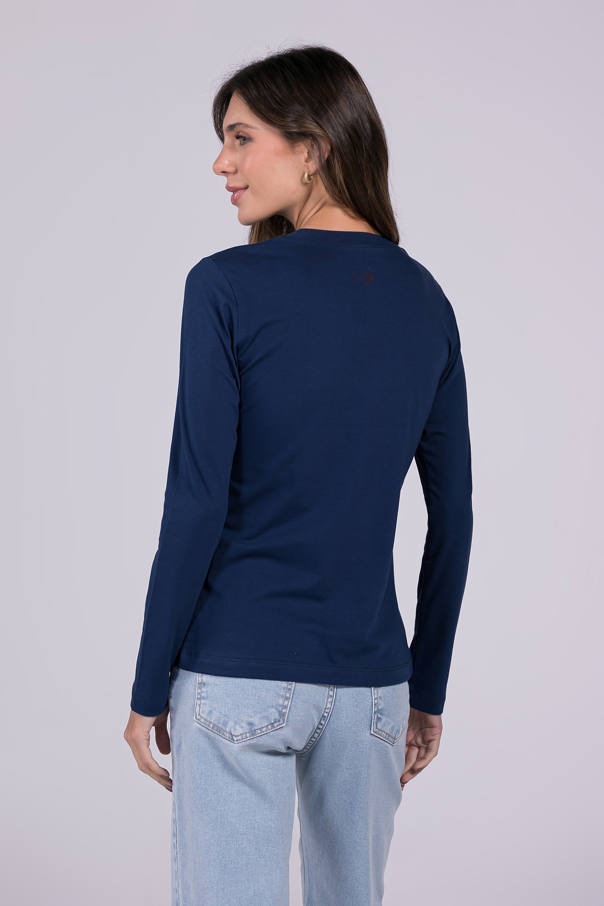 Blusa Manga Longa Moon Gola O Marinho