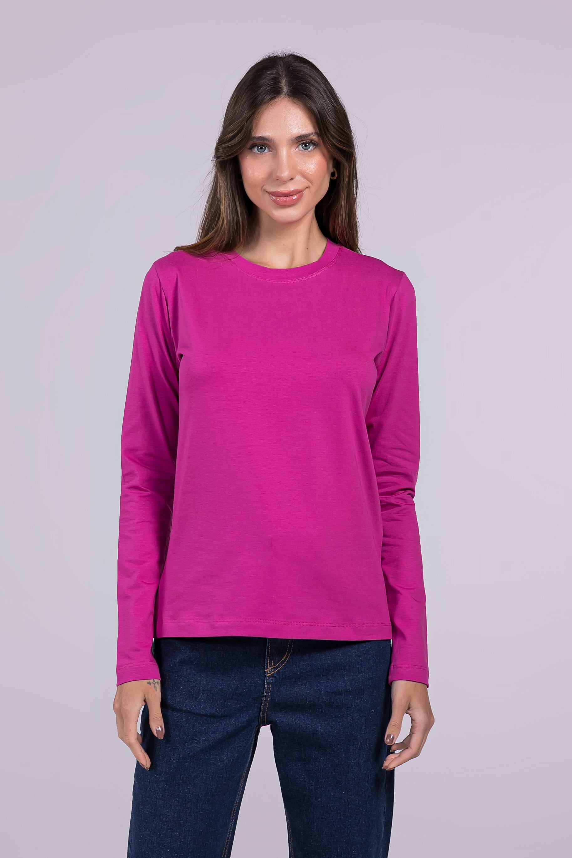 Blusa Manga Longa Moon Gola O Fúcsia