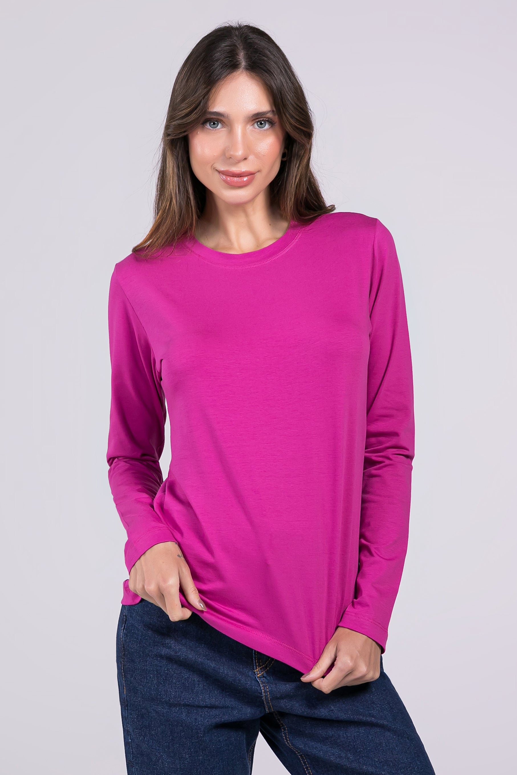 Blusa Manga Longa Moon Gola O Fúcsia