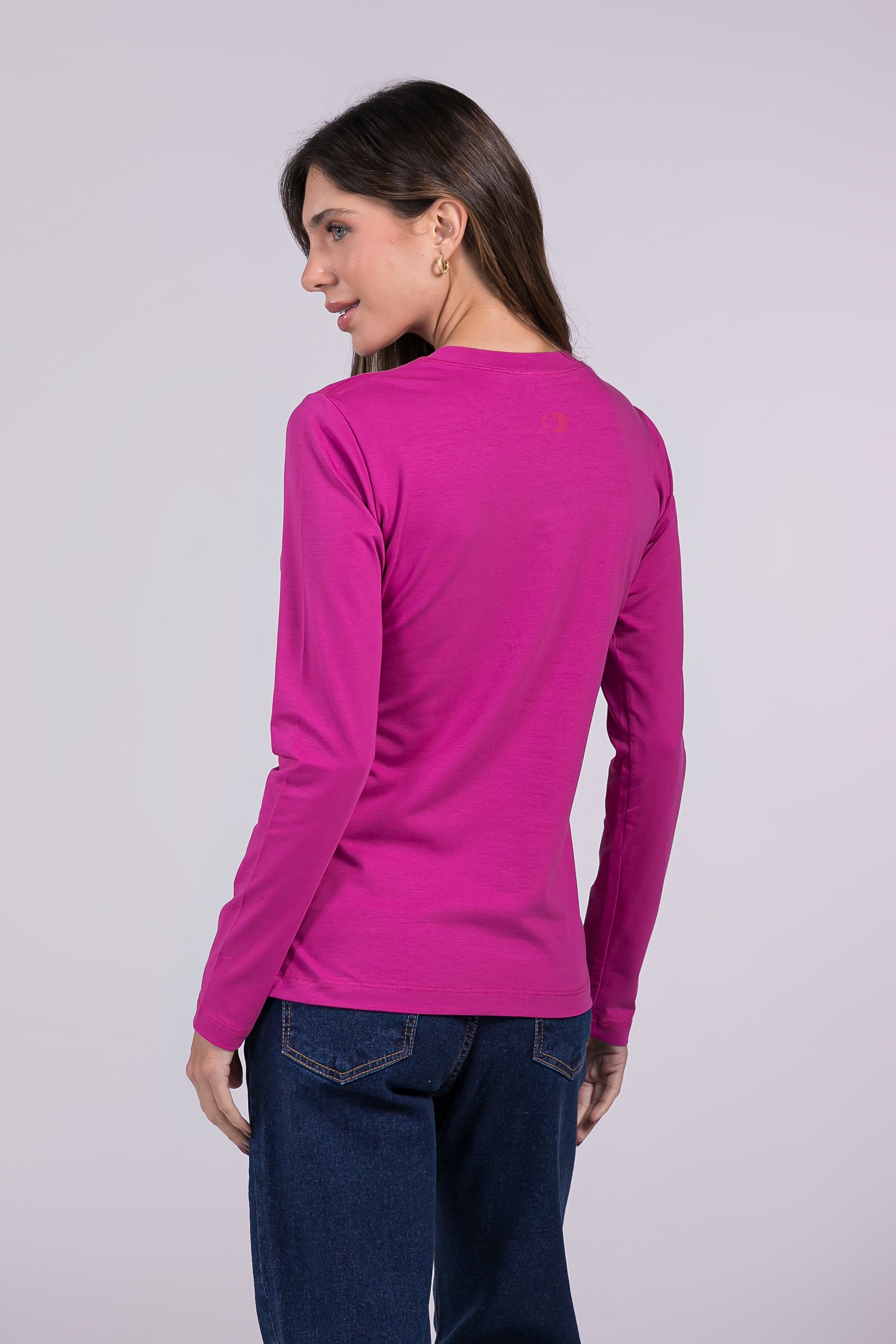 Blusa Manga Longa Moon Gola O Fúcsia