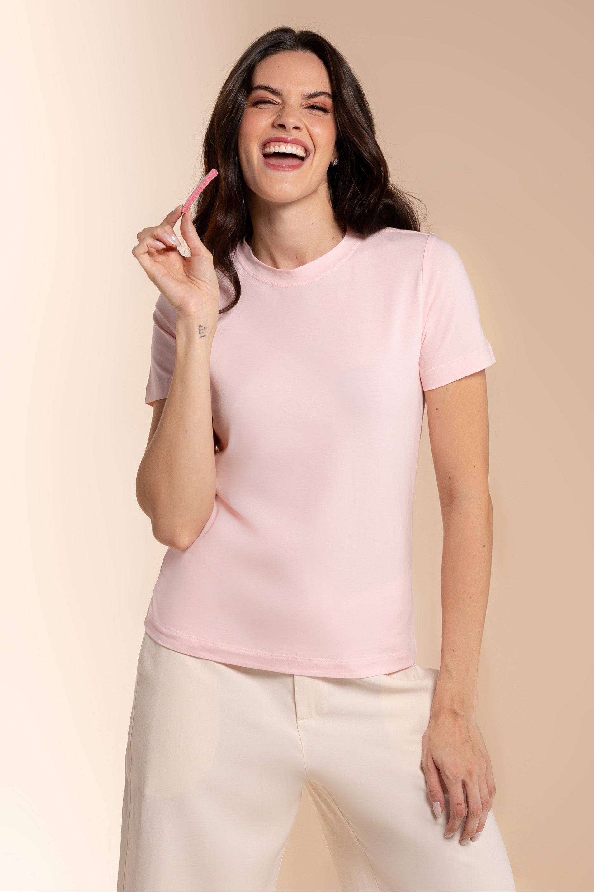 Camiseta Lisa New Moon Gola O Cotton Pink